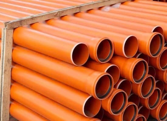 Thompson Trenchless and Hydro Jetting offers orange pipes ready for jobs like drain repair or pipe inspection.