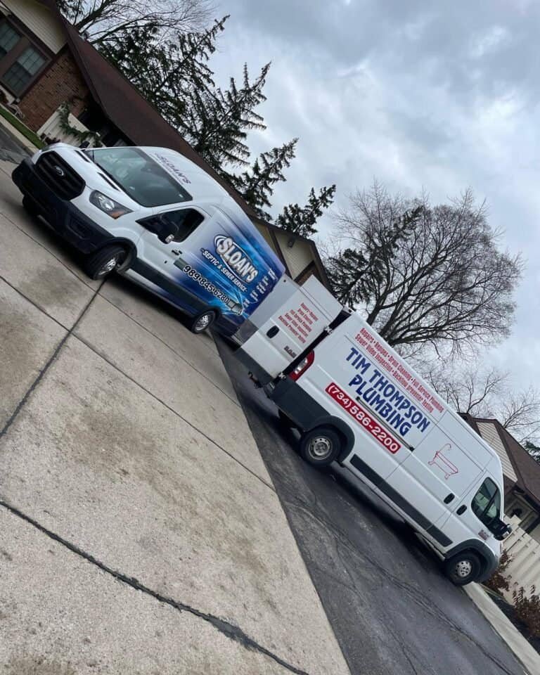 Thompson Trenchless and Hydro Jetting vans show they offer professional plumbing help to homes in the area.