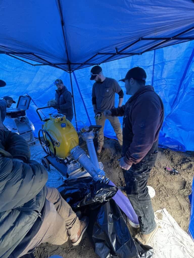 Thompson Trenchless and Hydro Jetting team demonstrates simple, effective pipe repair for better sewer function.