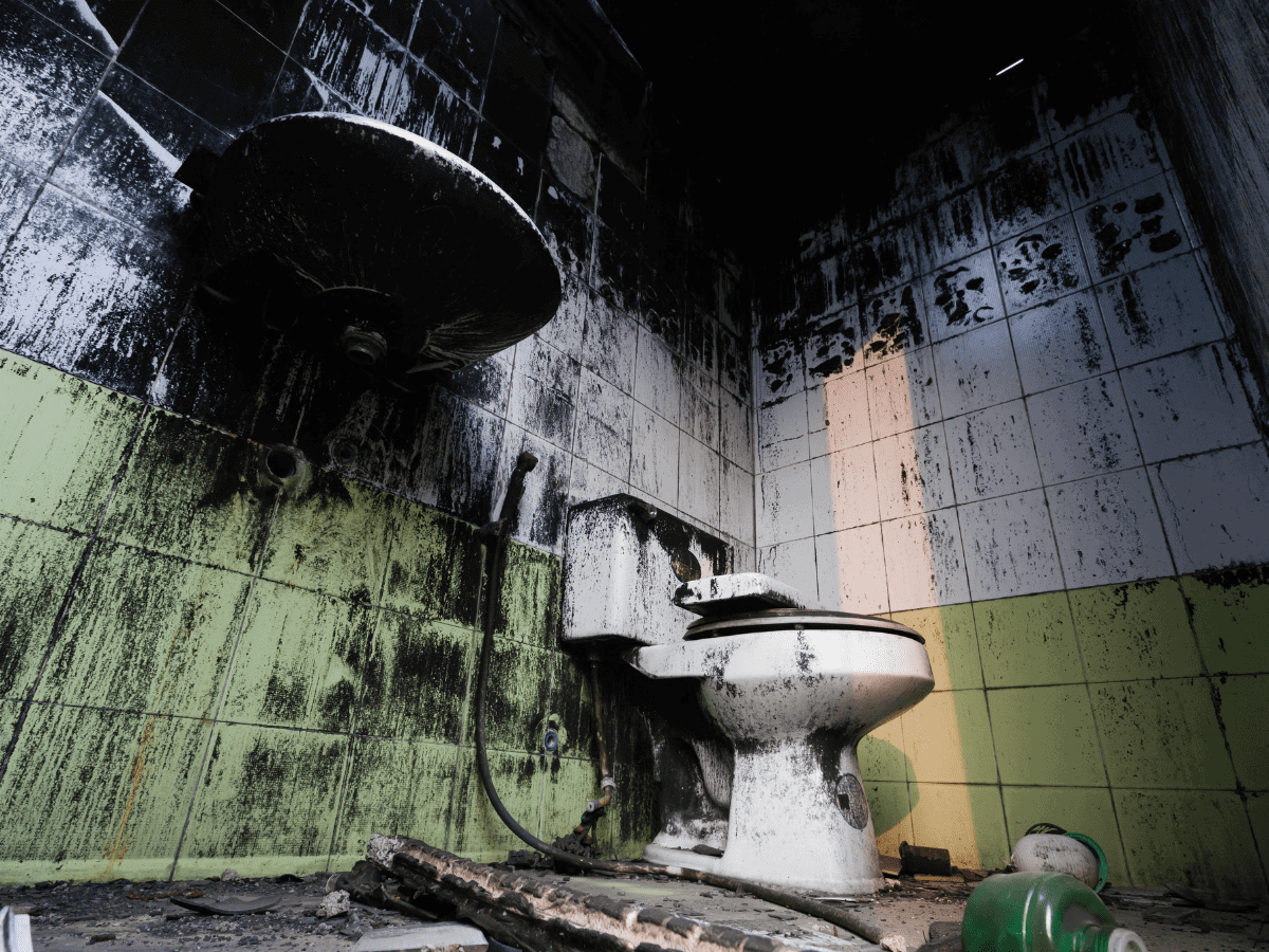 This image shows why Thompson Trenchless and Hydro Jetting is needed to fix major bathroom neglect and sewer issues.