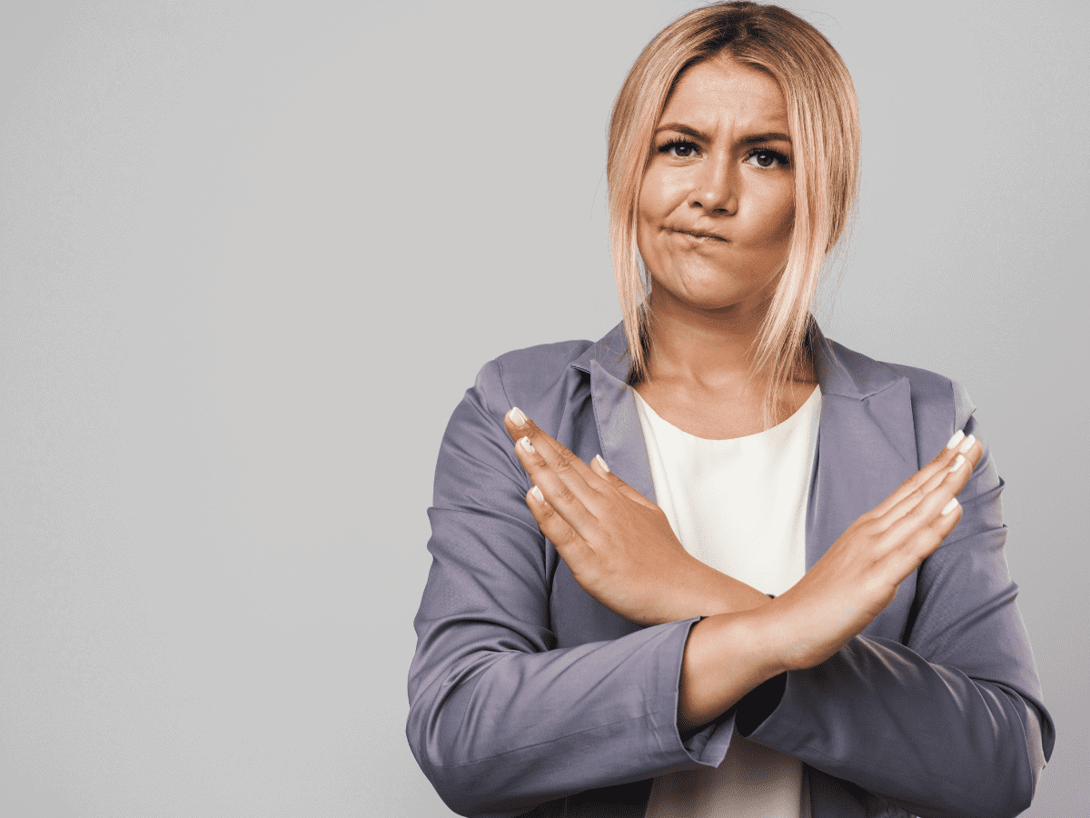 A woman shows clear disapproval, like someone upset about pipe or sewer problems fixed by Thompson Trenchless and Hydro Jetting.