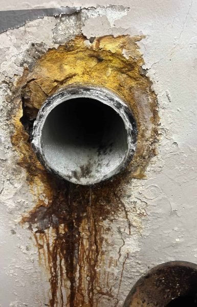 A damaged pipe shows why you should call Thompson Trenchless and Hydro Jetting for fast, reliable pipe repair.
