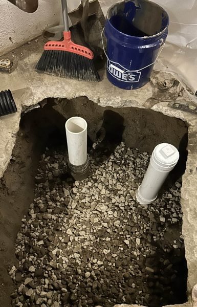 Thompson Trenchless and Hydro Jetting is working on sewer line repairs, showing an active plumbing job in progress.